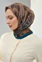 Viscose Velora Scarf Petrol Green-Mustard Patterned Non-Slip Tuckable 90X90 - 7