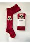 Pack of 2 Girls' Burgundy Cotton Teddy Bear Patterned Pantyhose - 2