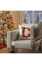 Digital Printed Red Letter C Decorative Throw Pillow Cover with Christmas Pine Decoration - 2