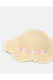 Girls Beige Floral Embellished Hat - 2