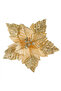28 cm – Sequined Bud Gold Poinsettia Christmas Flower Decorative Ornament - 5