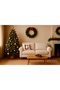 Digital Printed Red Letter C Decorative Throw Pillow Cover with Christmas Pine Decoration - 3