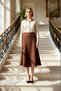 Women's High Waist Buttoned Midi Skirt A-Line 100% Polyester Functional Durable Quality Stylish - 3