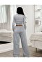 Three Pieces Black Gray Navy Blue Loose Fit Flat Leg Seasonal Fabric Sweatpants. - 2