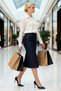Women's High Waist Front Slit Midi Denim Skirt Functional Durable Quality Comfortable Sports - 4