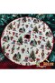 Cream Pine Tree and Figured Christmas Foot Rug, Christmas Tree Skirt, Pine Tree Skirt Washable
