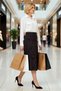 Women's Floral Patterned Slit Midi Woven Skirt High Waist A-Line 100% Viscose Functional Stylish - 4