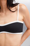 Rosalinda Women Corded Fabric Stretchy Fabric Contrast Piped Black Bustier - 5