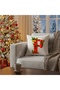 Digital Printed Red Letter P Decorative Throw Pillow Cover with Christmas Pine Decoration - 2