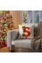 Digital Printed Red Letter S Decorative Throw Pillow Cover with Christmas Pine Decoration - 2