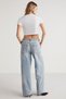 Krim Women's Ribbon Print Detailed 100% Organic Cotton Crew Neck Crop White T-Shirt - 6