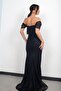 Women's Strapless Low Sleeve Lined Front Draped Long Mesh Dress - 4