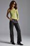 Viyol Women's Organic Cotton Stretch Fabric Single Sleeve Gathered Green Blouse - 2