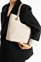 Elite Cream Knot Detailed Large Internal Volume D Leather-Look Women's Hand and Shoulder Bag Pbu2207