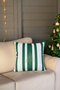 Christmas Themed Stick Pine Tree Embroidered Decorative Throw Pillow Cover - Green White