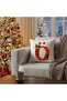 Digital Printed Red Letter O Decorative Throw Pillow Cover with Christmas Pine Decoration - 2
