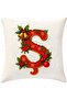 Digital Printed Red Letter S Decorative Throw Pillow Cover with Christmas Pine Decoration - 4