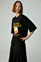 Merceditas Women's Regular Printed Round Neck Black T-Shirt - 5