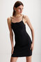 Manuela Women's Thick Woven Interlock Fabric Bodycon Heart Neckline Black Dress - 3