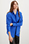 Celia women's 100% organic cotton Oversized fit loose cut single pocket woven navy blue shirt