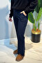 Nervür Stitched Waist Elasticated Lace-Up Trousers 1887 Navy Blue - 3