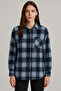 Women's Navy Blue Ice Blue Checkered Lumberjack Shirt – Soft Textured Oversized - 2
