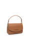 Women's Leather Metal Buckle Closure Adjustable Strap Brown Shoulder Bag - 2