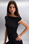 Innsa Women's Wrinkled 3D Fabric One Shoulder Bodycon Black Dress - 4