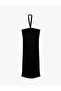 Halter Neck Midi Length Stone Velvet Dress - 5