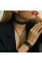 Completely Black Stone-Set Design Waterway Necklace, Earrings and Bracelet Set - 3