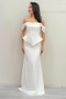 Women's Off-Shoulder Corset Detail Long Satin Evening Dress Baby Blue, Beige, White, Powder, Black, Brown - 7
