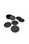 Coaster with Stitched Faux Leather Black 6 Pieces (with Holder Stand) - 4