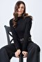Black Tulle Detailed High Neck Ribbed Knit Sweater Vs01692 - 5
