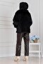 Shawl Collar Velcro Faux Fur-Black - 5
