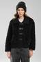 Women's Plush Fabric Collar Knitwear Front Closure Leather Buckle Detailed Design Coat - 2
