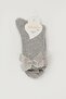 Girl's Mesh Socks with Bow Accessory and Rhinestones on the Ankle, Ages 9-12, Gray Melange - 2