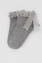 Girl's Socks with Ruffle Detail on the Ankle, Ages 1-12, Gray Melange