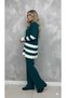 Women's Striped Stand-Up Collar Tunic Pants Set - 6