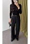Black Palazzo Fabric Trousers - 3