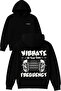Vibrate Design Printed Oversized Black Hooded Sweatshirt
