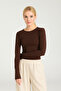 Soft Touch Women's Brown Round Neck Flexible Casual Blouse - 2