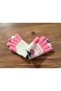 Double Layered Acrylic Fiber Girls' Gloves with Towel Inside, Strawberry Detail, Cream-Pink Color, Wool Gloves for Ages 3-6