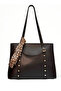 Women's Zippered Scarf-Studded Brown Shoulder and Shoulder Bag