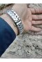 Pate Model Steel Strap Men's Wristwatch - Silver Case - Silver Color Strap - Black Color Dial - 4
