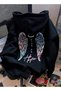 Angel Wing Give up Back Printed Hooded Fleece-Lined Zippered Sweatshirt Cardigan - 3