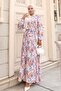 Women's Patterned Long Hijab Dress 2586 - A.Pudra - 5
