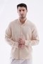 100% Cotton Regular Fit Judge Collar Muslin Long Sleeve Shirt - Beige - 6