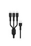 3-in-1 Silicone Cable 1.2M – 60W Fast Charge, Lightning & USB-C, 480Mbps
