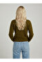Women's Khaki Wool Floral Appliqué Soft Textured Knitwear Sweater - 3
