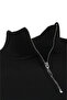 Men's Black Relax Fit Fleece Inside 100% Cotton Half Zipper D Mock Neck Sweatshirt 2600760 - 8